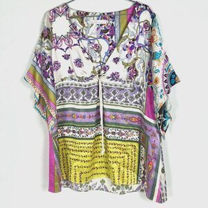 Alice & Trixie Silk Boho Multi Print Short Sleeve Top